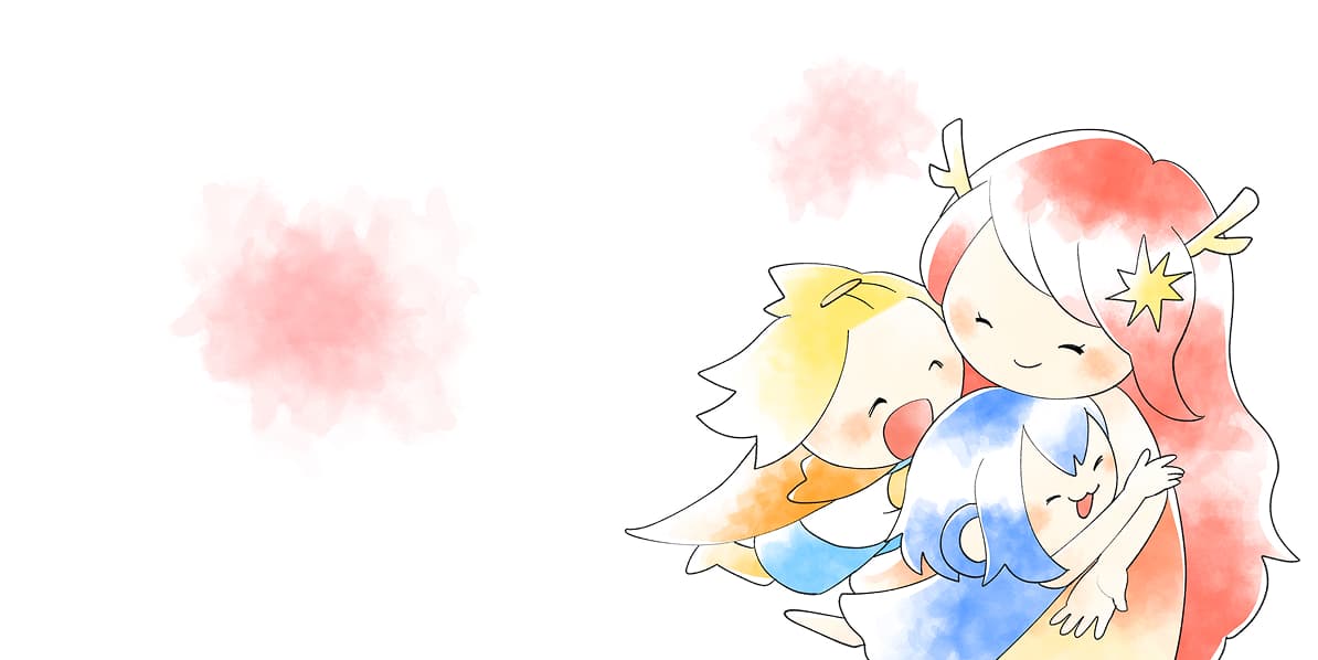 青い猿と黄色い太陽を抱きしめる赤い龍